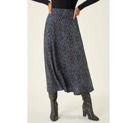 Roman Women's Abstract Diamond Print Midi Skirt in Midnight | Size: 20 Roman Midnight 20