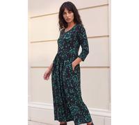 Roman Women's Abstract Floral Midi Dress in Dark Green | Size: 12