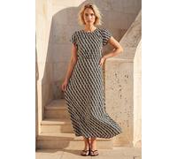Roman Women's Abstract Geo Print Midi Dress in Ivory | Size: 14