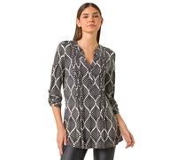 Roman Abstract Geometric Print Blouse In Ivory Ivory 20
