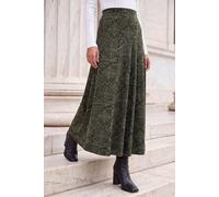 Roman Jersey Skirt for Women UK - Ladies Midi Maxi Floral Animal Print Autumn Winter Swing Smart Casual Office Cocktail Party Going Out Evening Holiday Cruise - Size 18 - Abstract Khaki
