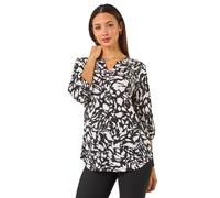 Roman Abstract Mono Print Pleated Shirt In Black Black 18