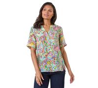 Abstract Print Button Detail Top Roman Blue 20