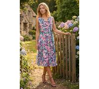 Roman Originals Floral Print Cowl Neck Dress for Women UK - Ladies Everyday Holiday Spring Summer Comfy Soft Evening Vacation Work Party - Lilac Abstract - Size 20