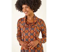 Roman Abstract Print Cowl Neck Top Multi 16