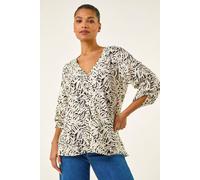 Roman Abstract Print Embellished Button Blouse In Ivory Ivory 10