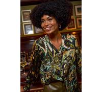 Roman Women's Abstract Print Foil Shirt in Green | Size: 12 Roman Green 12