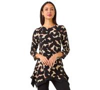 Roman Abstract Print Hanky Hem Tunic In Black Black 10