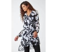 Roman Abstract Print Longline Blouse In Ivory Ivory 12