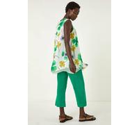 Roman Originals Abstract Print Overlay Top for Women UK - Ladies Everyday Holiday Spring Summer Round Neckline Comfy Soft Evening Vacation Work Party - Green - Size 10