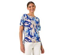 Roman Abstract Print Side Tie Detail Top In Blue Blue 10