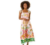 Roman Abstract Print Strappy Midi Dress In Light Pink Light Pink 20