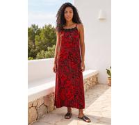 Roman Women's Abstract Print Trim Detail Midi Dress in Red | Size: 20 Roman Red 20