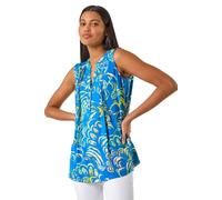 Roman Abstract Print V-Neck Vest In Blue Blue 14