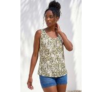 Roman Women's Abstract Spot Print Button Vest in Khaki | Size: 20 Roman Khaki 20