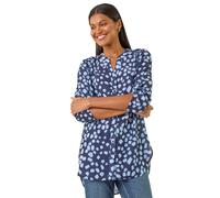 Roman Abstract Spot Print Stretch Shirt In Blue Blue 18