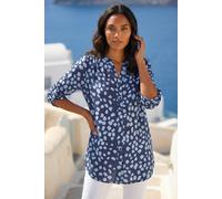 Roman Women's Abstract Spot Print Stretch Shirt in Blue | Size: 10 Roman Blue 10
