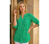 Roman Originals Abstract Spot Print V-Neck Tunic Top for Women UK - Ladies Everyday Holiday Spring Summer V-Neckline Comfy Soft Evening Vacation Work Party - Abstract Green - Size 10