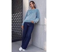 Roman Women's Abstract Stripe Knit Jumper in Blue | Size: Large Roman Blue L