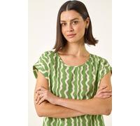 Roman Women's Abstract Wave Print Shell Top in Green | Size: 10 Roman Green 10