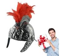 Roman Adult Helmets - Retro Warrior Helmet In Natural Feathers PP 25 Cm | Medieval Samurai Spartan Costume Hat | Lion King Helmets, Antique Roman Helmet For Car Party Costume