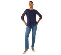 Roman Animal Print Burnout Asymmetric Top In Navy Navy 12