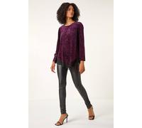 Roman Animal Print Chiffon Hem Stretch Tunic Top In Magenta Magenta 10