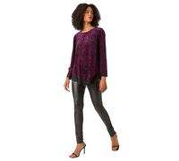 Roman Animal Print Chiffon Hem Stretch Tunic Top In Magenta Magenta 18