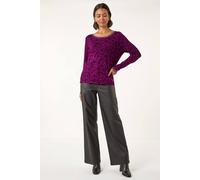 Roman Animal Print Embellished Trim Jumper In Magenta Magenta 14