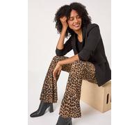 Roman Originals Bootleg Trouser for Women UK Ladies Bootcut Stretch Flared Bengaline Long Full Length Winter Pull-On Elasticated Waist Casual Smart Work Office Soft Flattering - Natural - Size 14