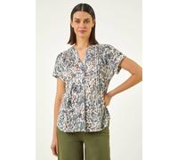Roman Animal Print Pintuck Burnout Shirt In Natural Natural 20