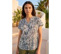 Roman Women's Animal Print Pintuck Burnout Shirt in Natural | Size: 16 Roman Natural 16