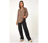 Roman Animal Print Stretch Blouse In Beige Beige 18