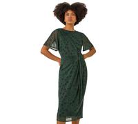 Roman Animal Print Twist Front Stretch Dress In Khaki Khaki 18