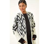 Roman Women's Argyle Longline Knit Cardigan in Black Roman Black One Size