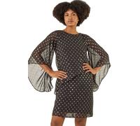 Roman Asymmetric Spot Print Overlay Dress In Black Black 14