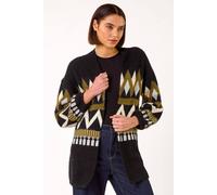 Roman Women's Aztec Jacquard Knit Cardigan in Khaki | Size: 18 Roman Khaki 18