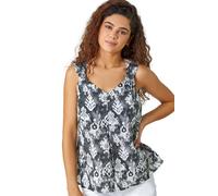 Roman Aztec Print Button V-Neck Cami Top In Grey Grey 12