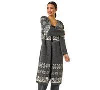 Roman Aztec Print Longline Cardigan In Black Black One Size
