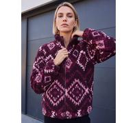 Roman Aztec Print Zip Fleece Jacket Burgundy