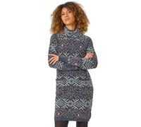 Roman Aztec Roll Neck Knitted Dress In Dark Grey Dark Grey 14