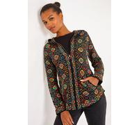 Roman Originals Aztec Zip Front Hooded Cardigan for Women UK - Ladies Everyday Autumn Winter Comfy Soft Evening Vacation Work Party Night Out - Multi - Size 16