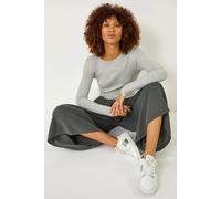 Roman Originals Baby Corduroy Wide Leg Culotte for Women UK - Ladies Everyday Autumn Winter Comfy Soft Evening Vacation Work Party Night Out - Charcoal - Size L