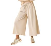 Roman Originals Baby Corduroy Wide Leg Culotte for Women UK - Ladies Everyday Autumn Winter Comfy Soft Evening Vacation Work Party Night Out - Stone - Size S