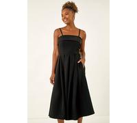 Roman Bardot Premium Stretch Midi Dress In Black Black 16