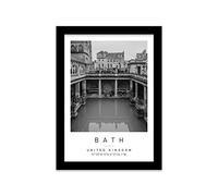 Roman Baths Travel Print Bath Wall art Black and white Poster A5 Print in Black frame 18 X 24.5cm (7x9.6inch)