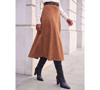 Roman Belted Suedette Midi Skirt Dark Orange