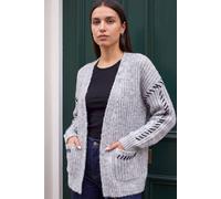 Roman Women's Blanket Stitch Cardigan Sweater in Grey | Size: 10