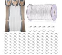 Roman Blind Rings, 100 PCS Curtain Cord Clear 55 Yards Roman Blind Rings 1.8mm Nylon Lift Shade Cord Drapery Cords Set for DIY and Gardening Plant Curtain Crafts