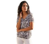 Roman Originals Blouson Top for Women Ladies Bubble Hem Stretchy Jersey Puff Sleeve Summer Smart Casual Office Work Spring Everyday Evening Vacation Work Holiday V Neck - Floral Black - Size 20